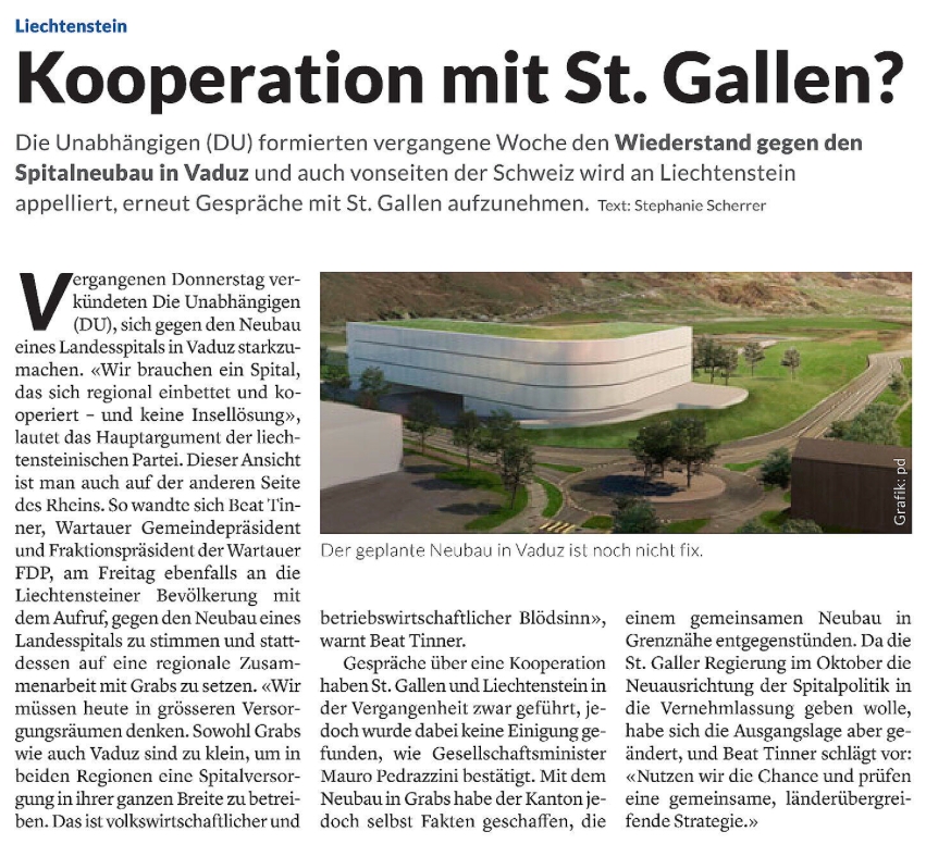 Sollen St.Gallen und Liechtenstein in der Spital-Frage kooperieren?